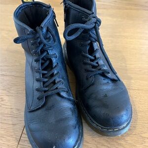 Kid’s Dr. Martens Black Leather Lace-Up Ankle Boots